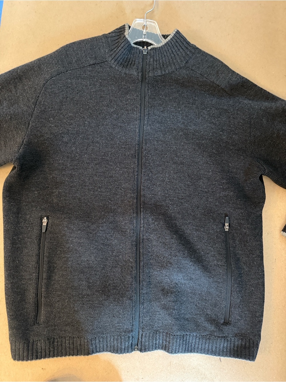 ibex Men's Charcoal Gray Full-Zip Knit Sweater
